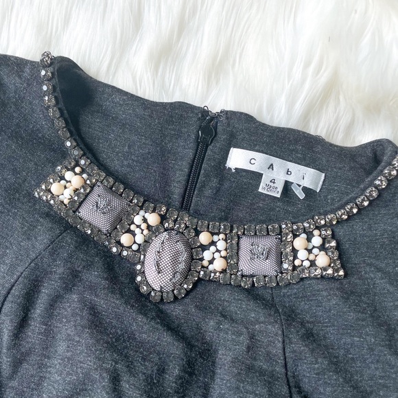 CAbi The Glitz Shell Rhinestone Top Charcoal Gray - Picture 4 of 4